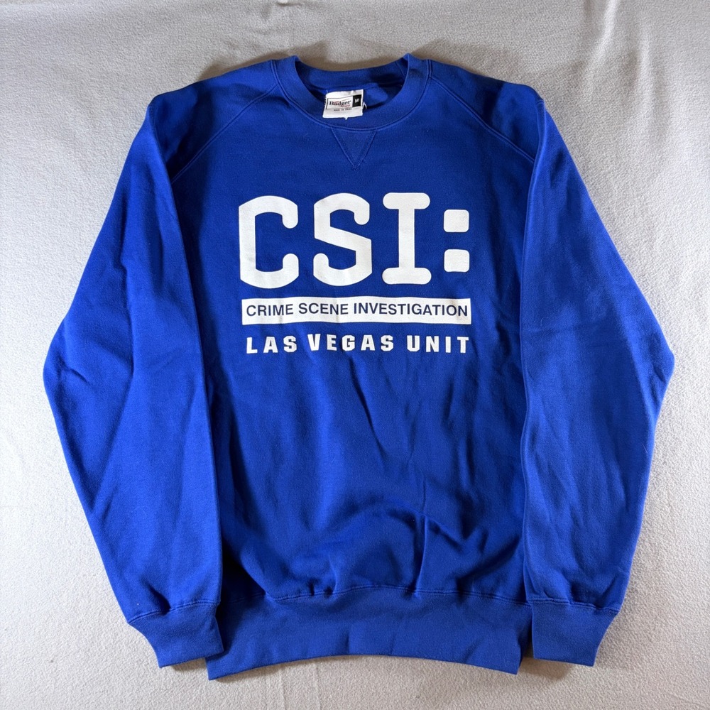 Vintage‎ CSI Crime Scene Investigation Las Vegas Unit Blue Sweatshirt Mens M